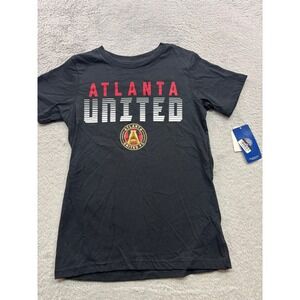 MLS Atlanta United FC Boys Black Graphic T-Shirt Size M 8/10 NEW
